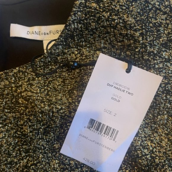 Diane von Furstenberg Metallic Sheath Mini Dress – Hadlie Two – Size 2 NWT - Picture 8 of 8